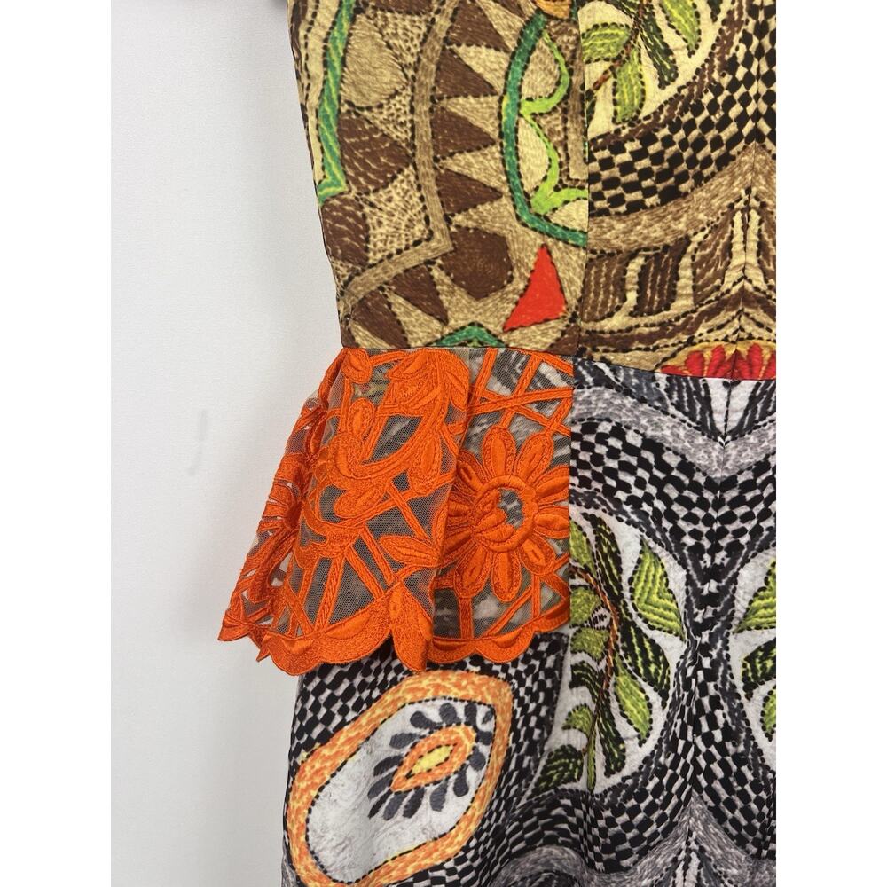 Hemant & Nandita Embroidered SZ 2 Peplum Dress Boho Artsy Multicolor - Picture 13 of 13